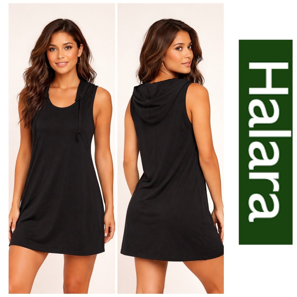HALARA Black Sleeveless Hood Cover Up Casual Women’s size XL Mini Dress